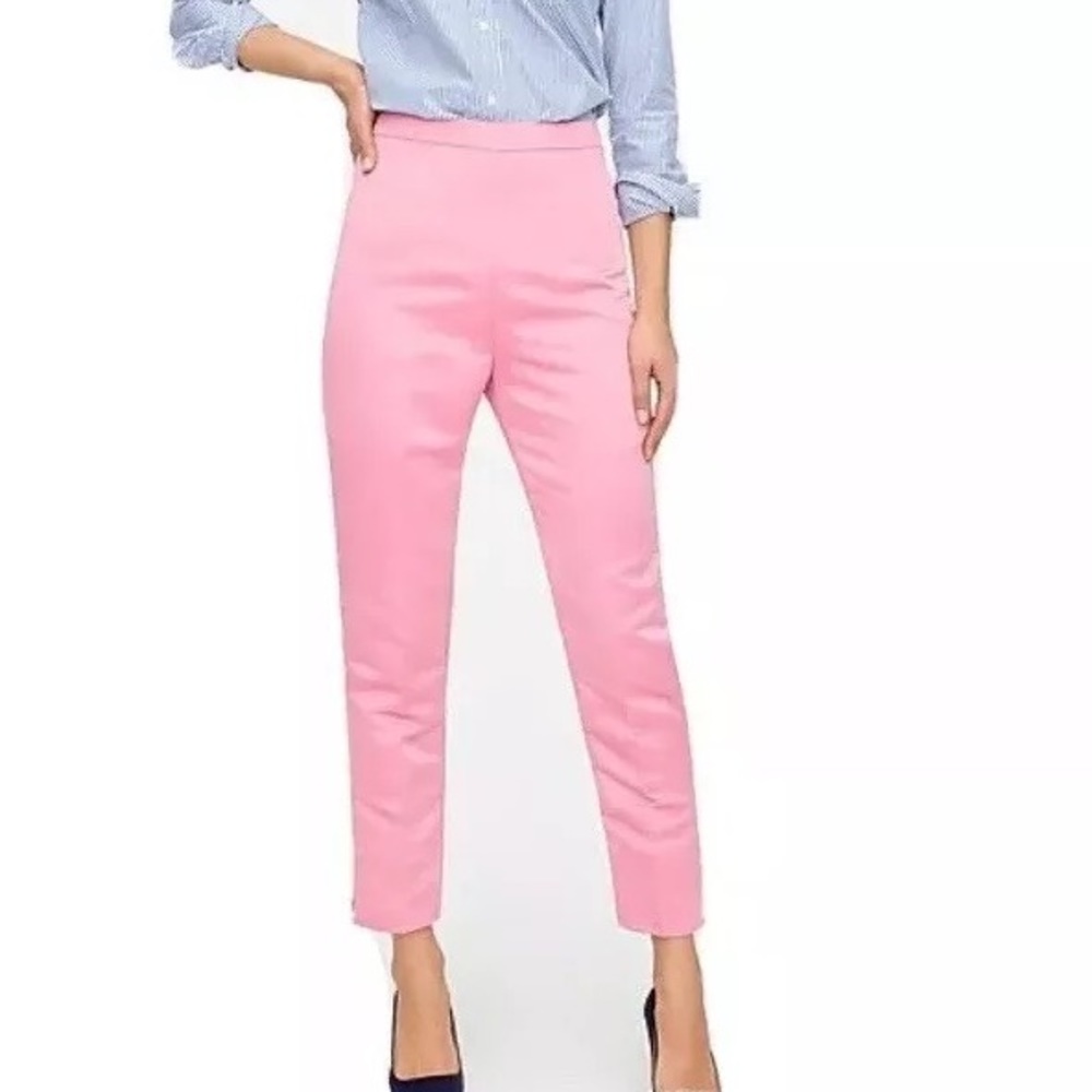 JCrew High-rise cigarette pant in satin pink trouser pants